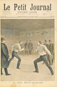Dreyfus olayı sırasındaki Henry-Picquart düellosunu, karşıt subayları tasvir eden başlık sayfası, Le Petit Journal